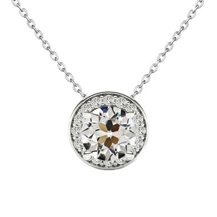 Edler Diamant Old Mine Cut Anhänger in 14K Weißgold – Hauptansicht