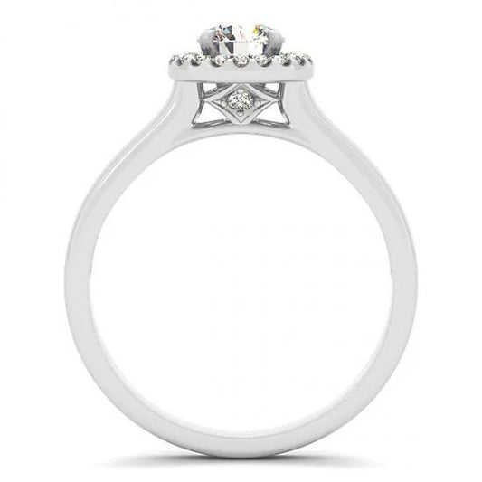 Halo Runden Echt Diamant Verlobungsring Flower Style 1.0 Karat WG 14K