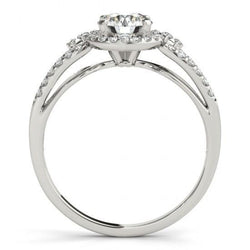 Halo Runden Echt Diamant Verlobungsring Split Shank 1.50 Karat WG 14K