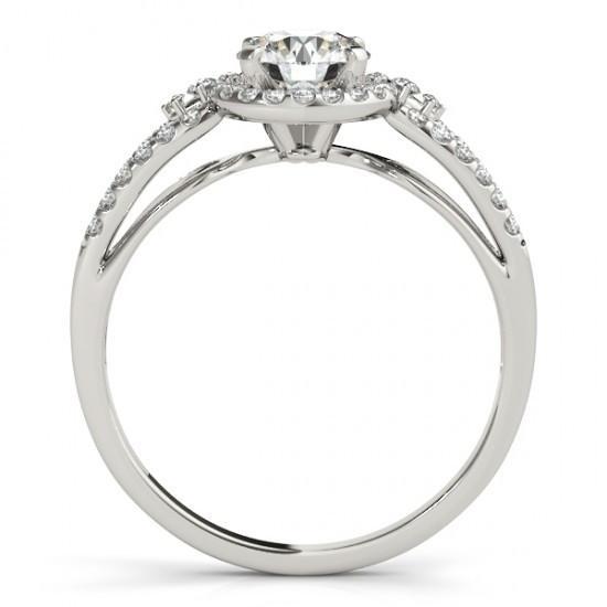 Halo Runden Echt Diamant Verlobungsring Split Shank 1.50 Karat WG 14K