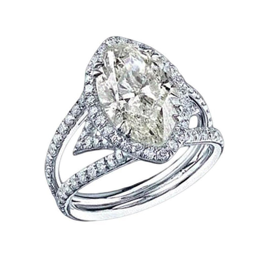 Halo Split Shank Natürliche Diamantring 4.51 Karat Weißgold 14K