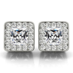 14 Karat Weißgold Ohrstecker mit Diamant – 3 Karat