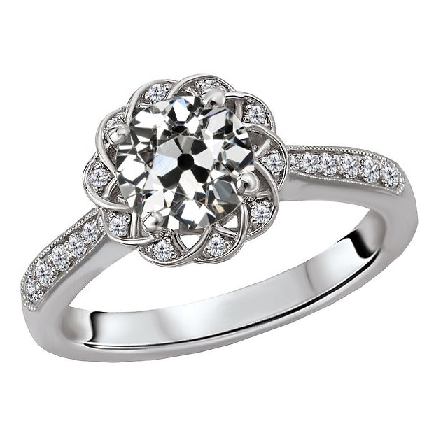 Eleganter Diamant Halo-Verlobungsring 2 Karat – Hauptansicht