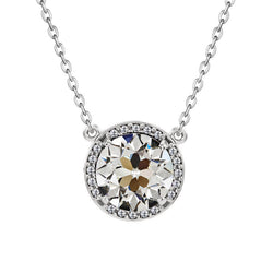 14K Weißgold Edler Diamant Halo – 2-Karat Old Mine Cut