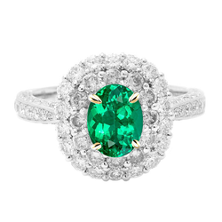 Pavé Farbstein-Ring – Smaragd 2 Karat Bicolor 14K Gold