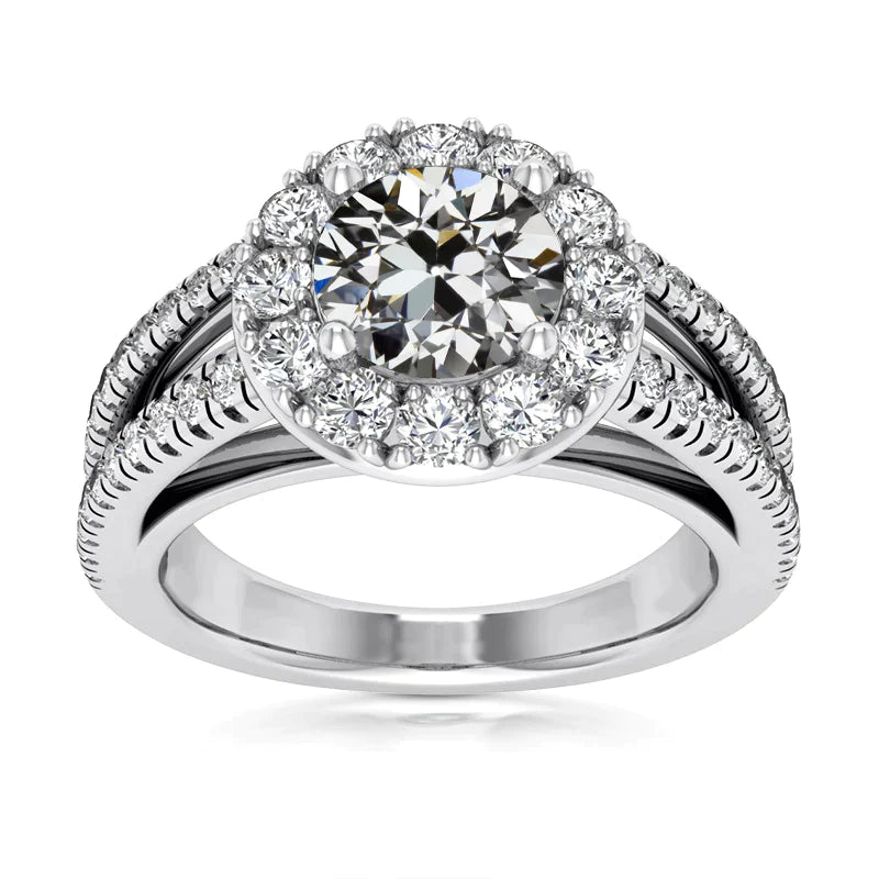 Halo Jubiläumsring Alter Bergmann Naturliche Diamant Split Shank 7 Karat