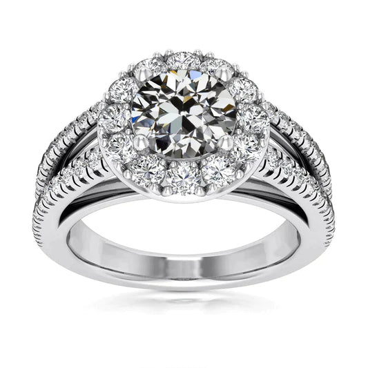 Halo Jubiläumsring Alter Bergmann Naturliche Diamant Split Shank 7 Karat