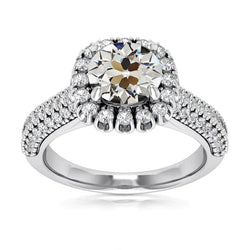 Halo Old Mine Cut Echt Diamant Ehering Mehrreihige Akzente 5 Karat