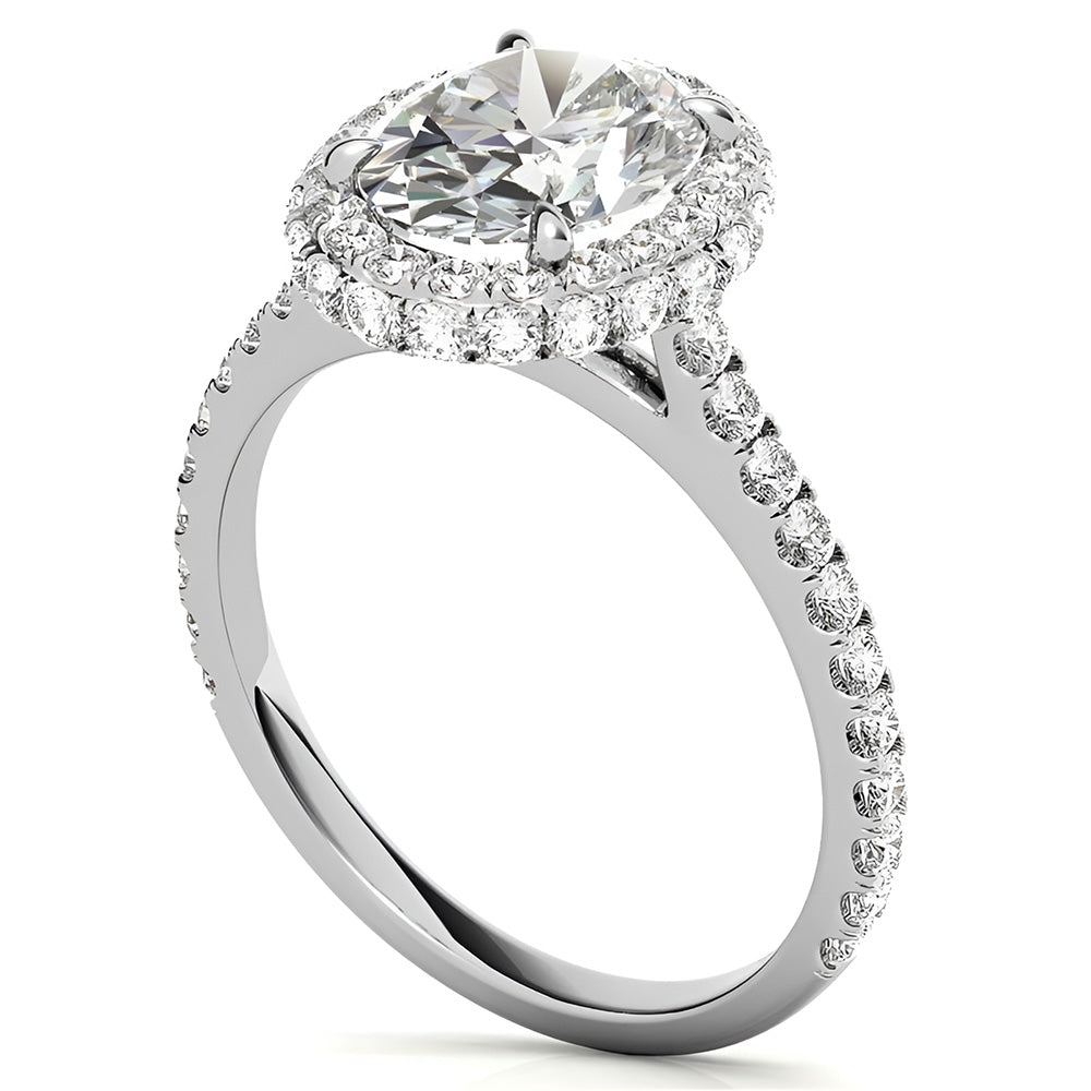 Halo-Verlobungsring 14K Weißgold mit Brillant – Schrägansicht