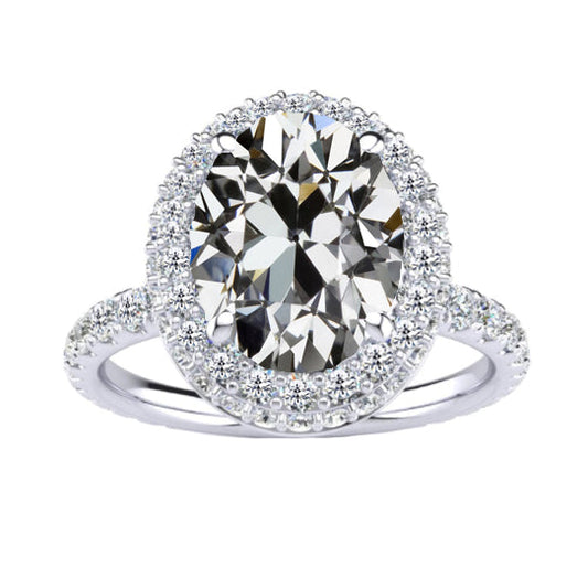Brillant Antik-Kissen-Schliff Halo-Verlobungsring in 14K Weißgold – Hauptansicht
