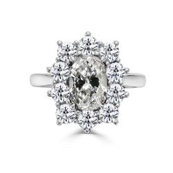 Halo Ring Runder & Ovaler Altschliff Echt Diamantring Sternstil 4.50 Karat