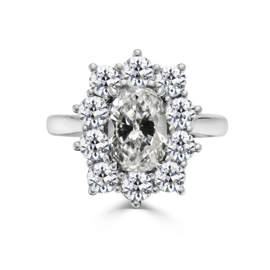 Halo Ring Runder & Ovaler Altschliff Echt Diamantring Sternstil 4.50 Karat