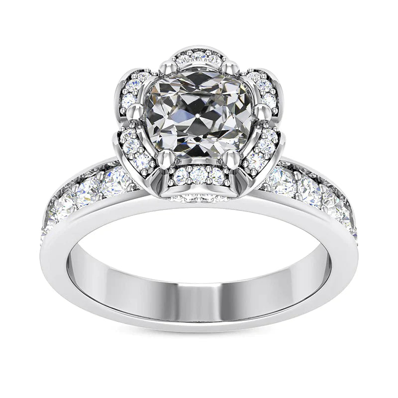 Halo Ringkissen Altschliff Naturliche Diamantring Blumenkanal Set 5 Karat