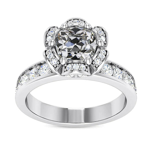 Halo Ringkissen Altschliff Naturliche Diamantring Blumenkanal Set 5 Karat