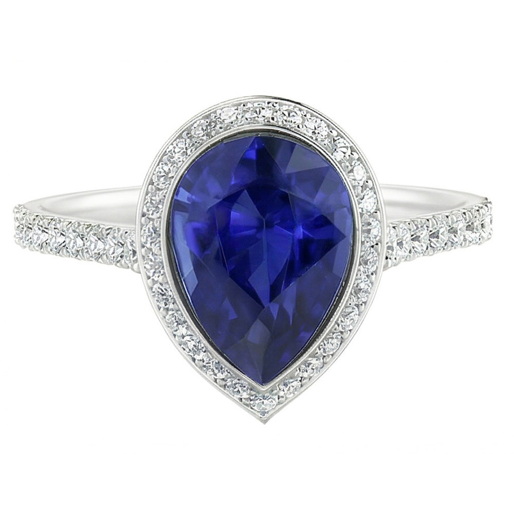 Handgefertigter Royalblauer Saphir Schmuckstein-Ring 3,50 Karat