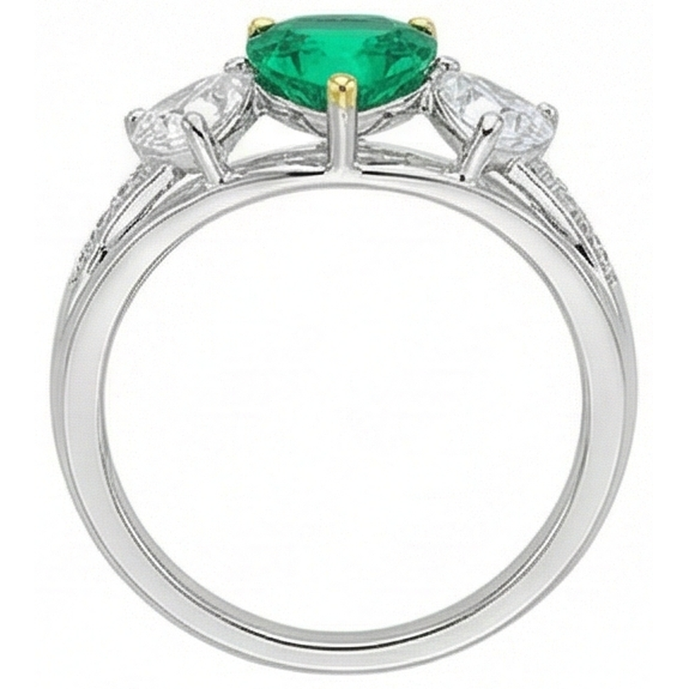 Farbstein-Ring Zweifarbiges 14K Gold mit Edler Smaragd – Draufsicht
