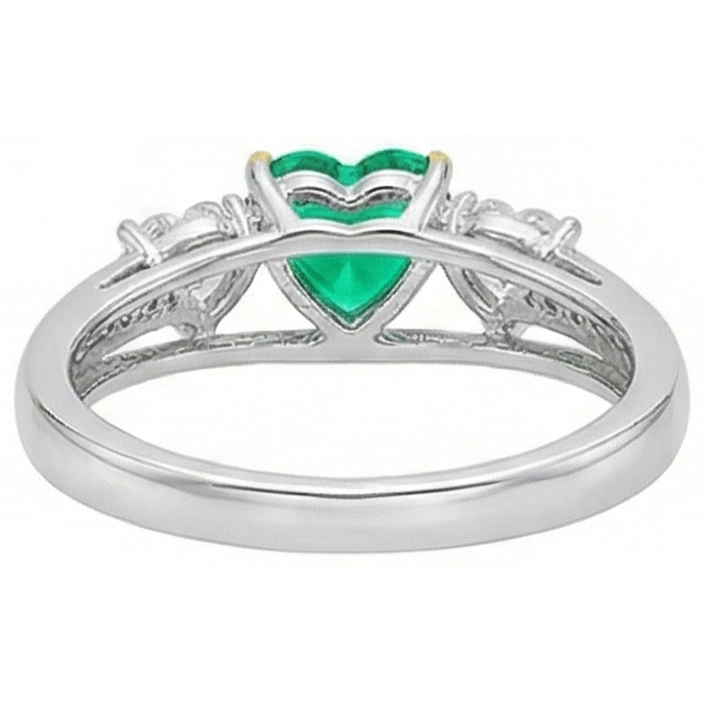 Edler Smaragd Herz-Schliff Farbstein-Ring in Zweifarbiges 14K Gold – Rückansicht