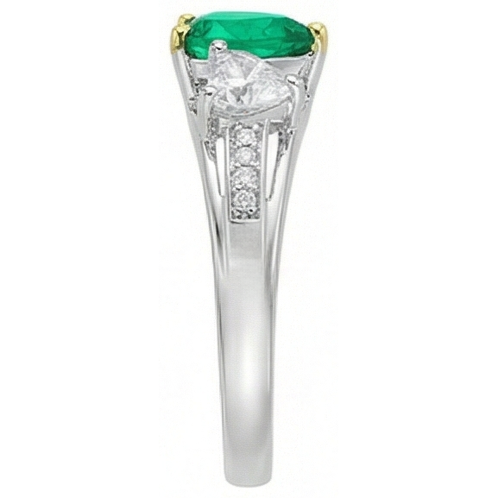 Edler Smaragd Farbstein-Ring 1-Karat Zweifarbiges 14K Gold – Profilansicht