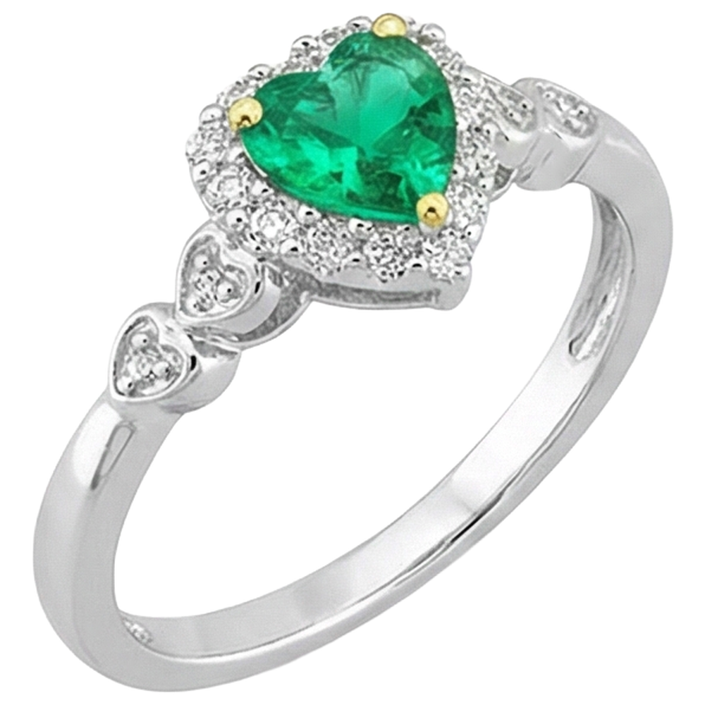 Kolumbianischer Smaragd Herzform Edelstein-Ring in Bicolor 14K Gold – Seitenansicht