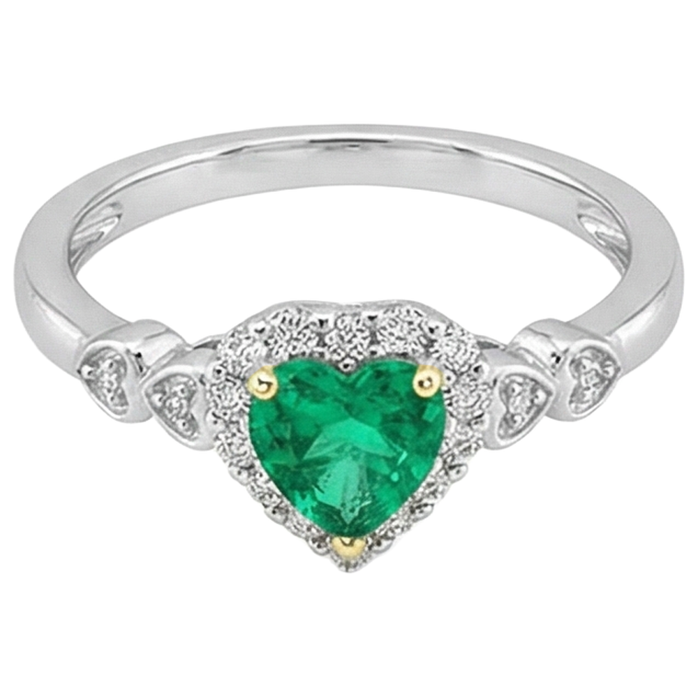 Edelstein-Ring Bicolor 14K Gold mit Kolumbianischer Smaragd – Profilansicht