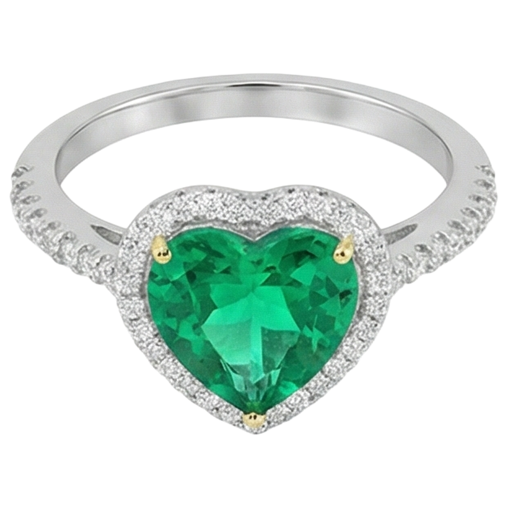 Edelstein-Ring Bicolor 14K Gold mit Kolumbianischer Smaragd – Seitenansicht