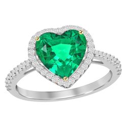 Heart Edelstein-Ring – Kolumbianischer Smaragd 2 Karat Bicolor