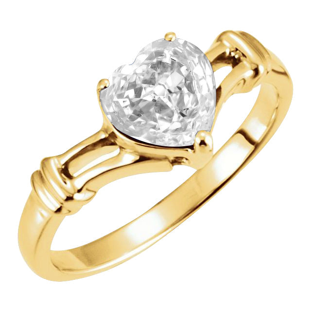 Edler Diamant Herzform Solitär-Verlobungsring in 14 Karat Gelbgold – Hauptansicht