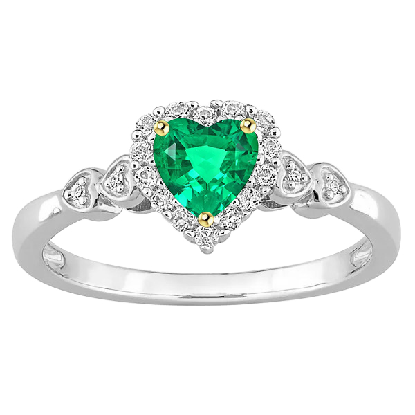Kolumbianischer Smaragd Edelstein-Ring 1-Karat Bicolor 14K Gold – Hauptansicht
