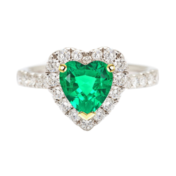 Kunstvoller Heart Edler Smaragd Farbstein-Ring – 2 Karat Bicolor