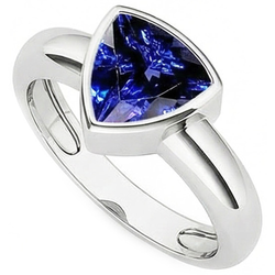 Echter Herren-Edelsteinring Solitaire Trillion Bezel Set Ceylon-Saphir 3 Ct