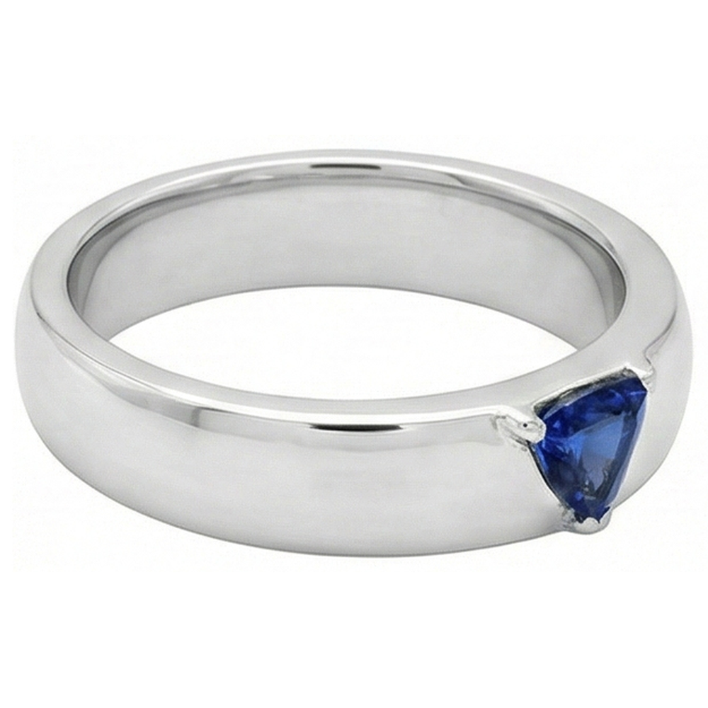 Herren-Edelsteinring Solitär Trillion Tiefblauer Saphir Schmuck 0,50 Ct