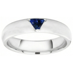 Herren-Edelsteinring Solitär Trillion Tiefblauer Saphir Schmuck 0,50 Ct