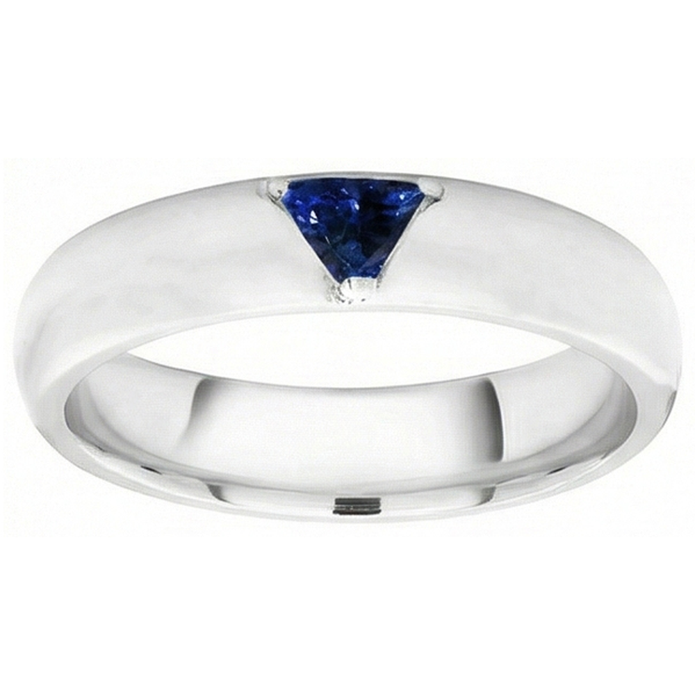Herren-Edelsteinring Solitär Trillion Tiefblauer Saphir Schmuck 0,50 Ct