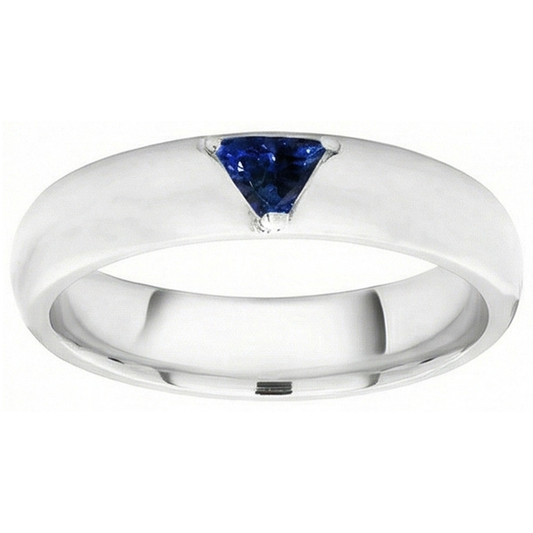 Herren-Edelsteinring Solitär Trillion Tiefblauer Saphir Schmuck 0,50 Ct