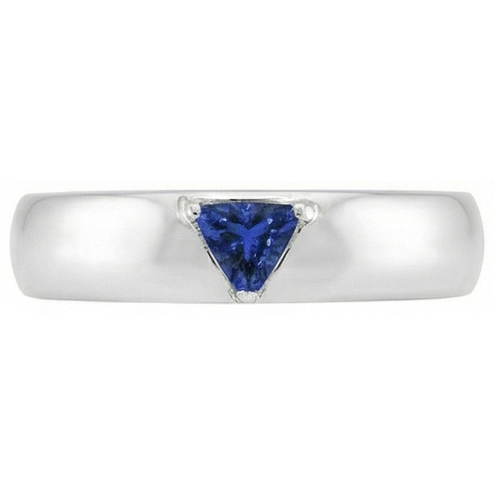 Herren-Edelsteinring Solitär Trillion Tiefblauer Saphir Schmuck 0,50 Ct