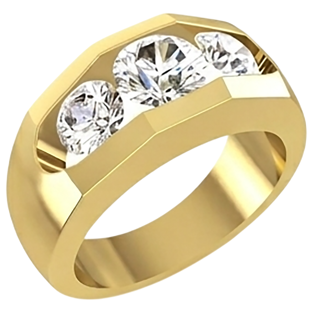 Herren Natürliche Diamant Ring 3 Stein Gold 2 Karat