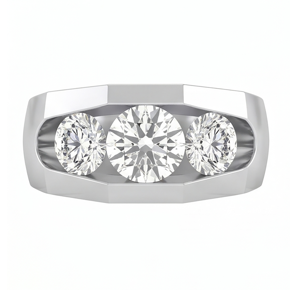 Herren Natürliche Diamant Ring 3 Stein Gold 2 Karat
