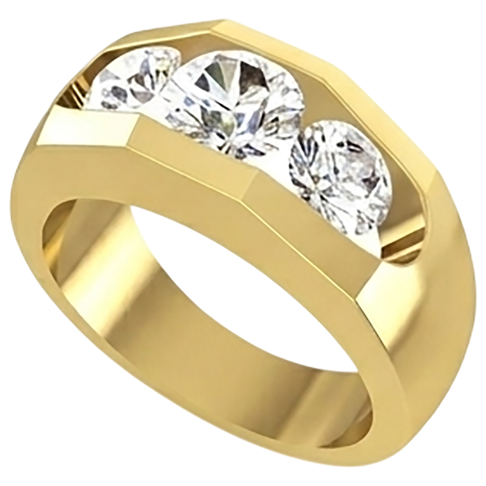 Herren Natürliche Diamant Ring 3 Stein Gold 2 Karat