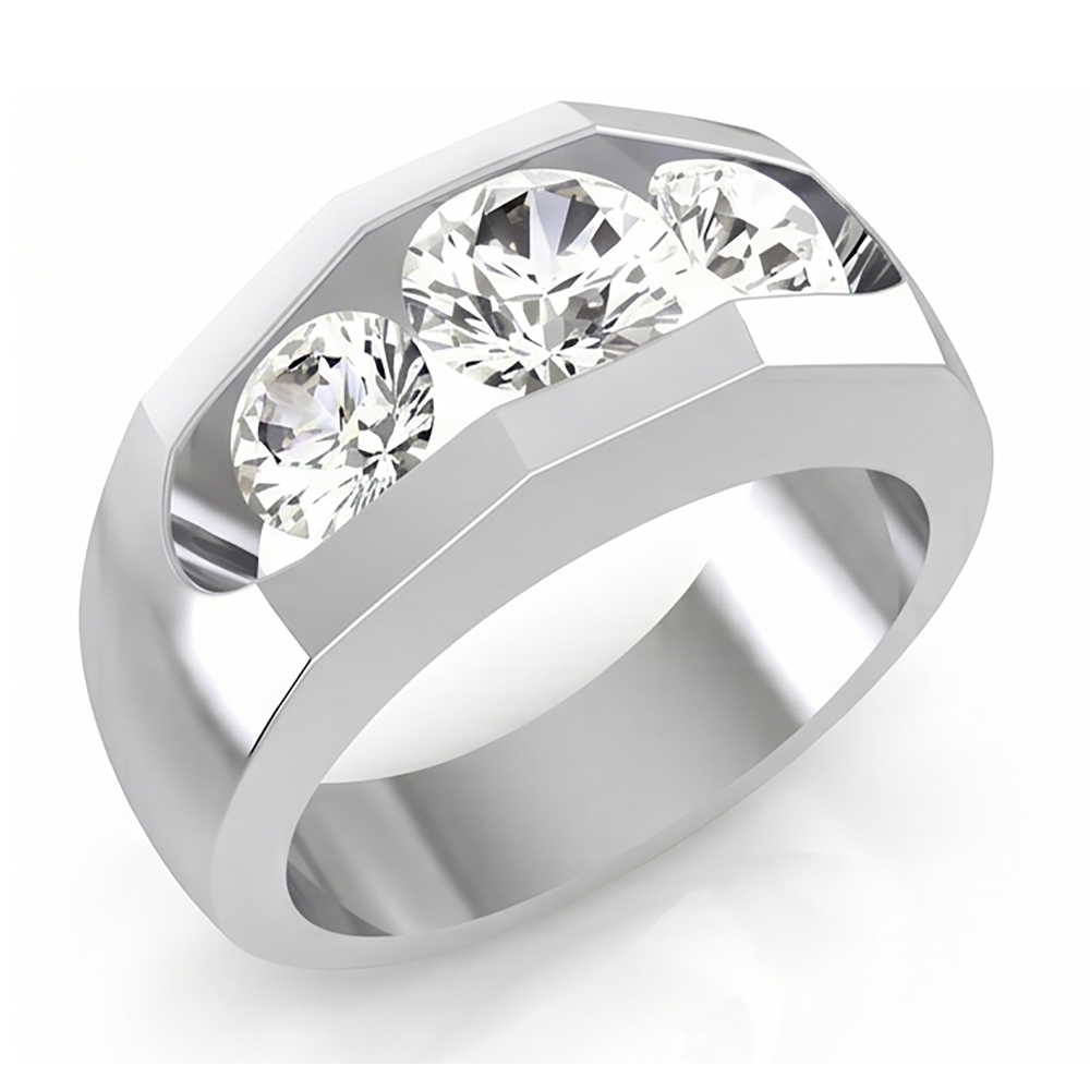 Herren Natürliche Diamant Ring 3 Stein Gold 2 Karat
