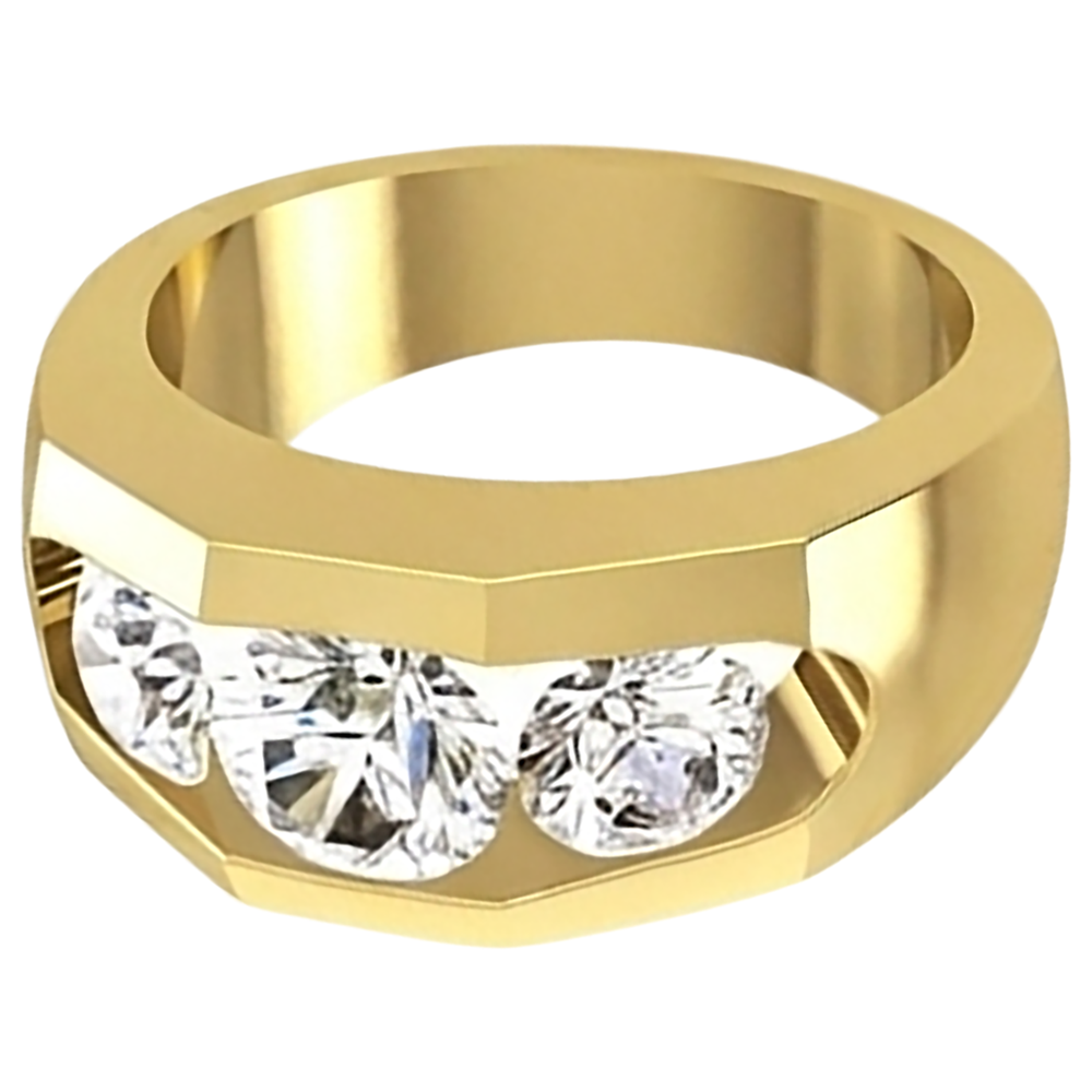 Herren Natürliche Diamant Ring 3 Stein Gold 2 Karat