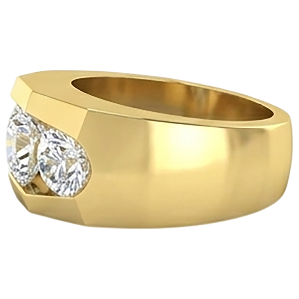 Herren Natürliche Diamant Ring 3 Stein Gold 2 Karat