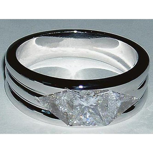 Herren-Natürliche Diamantring Mit 3 Steinen 3,25 Ct. Weißgold 14K