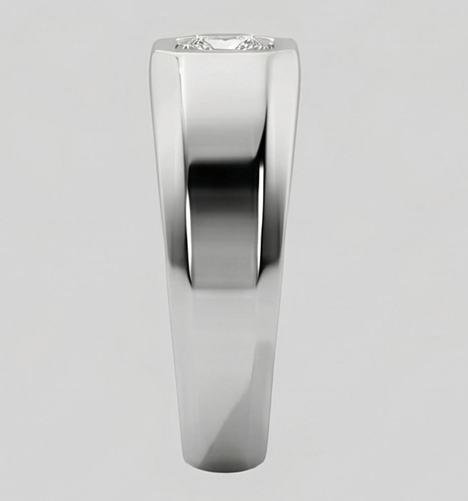 Herren Ring Prinzessin Schliff Diamant Weiß Gold