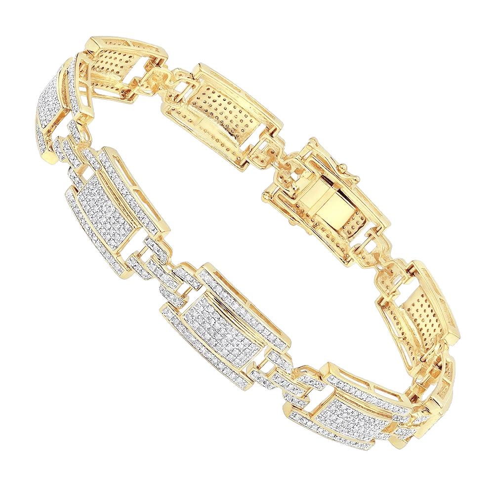 Herren Gliederarmband Rundschliff 14 Karat Natürliche Diamanten Gelbgold 14K