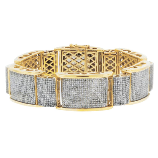 Herrenarmband Mit Rundem Echt Diamanten Feines Gelbgold 14K 28 Karat