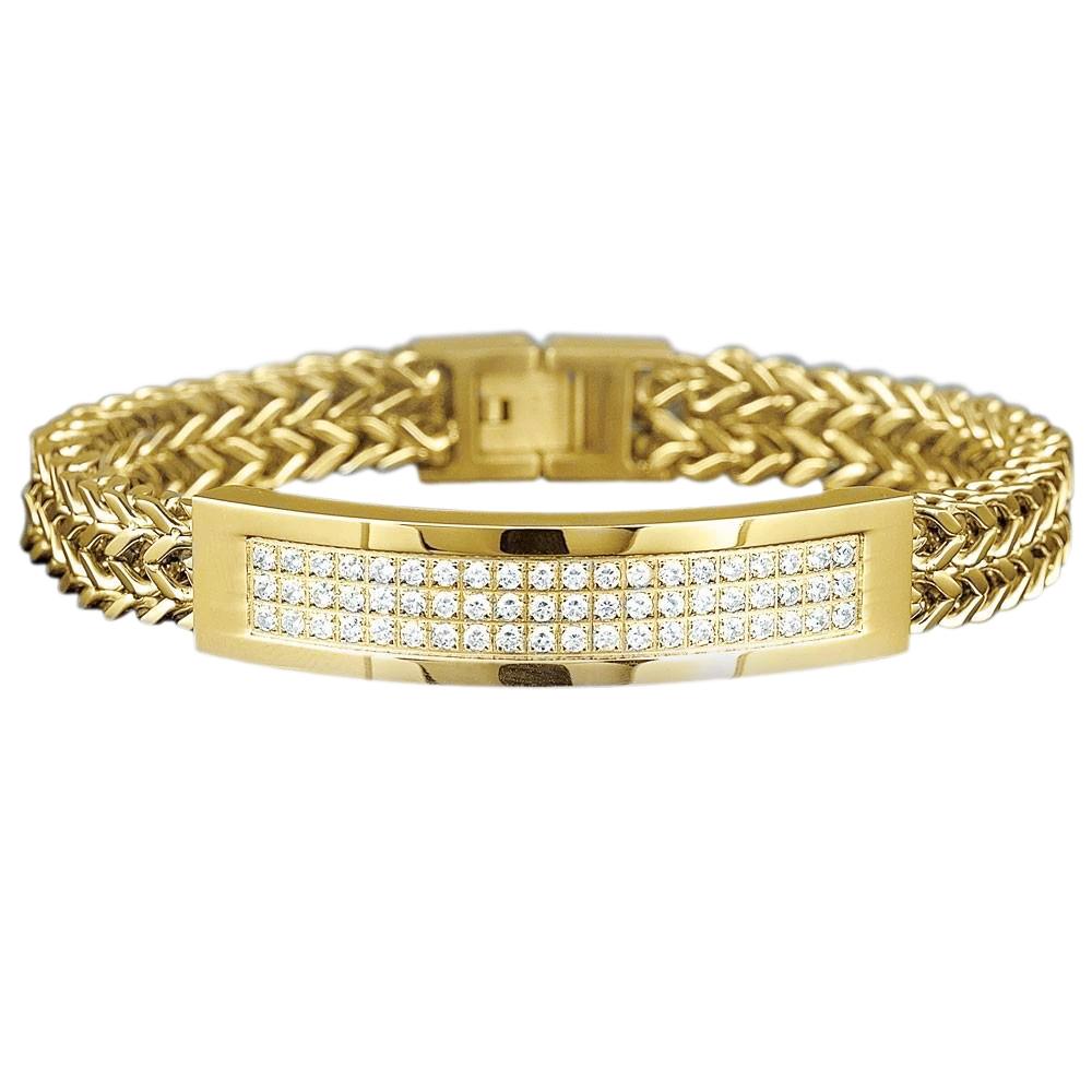 Herrenarmband Rundschliff 3 Karat Natürliche Diamanten Gelbgold 14K