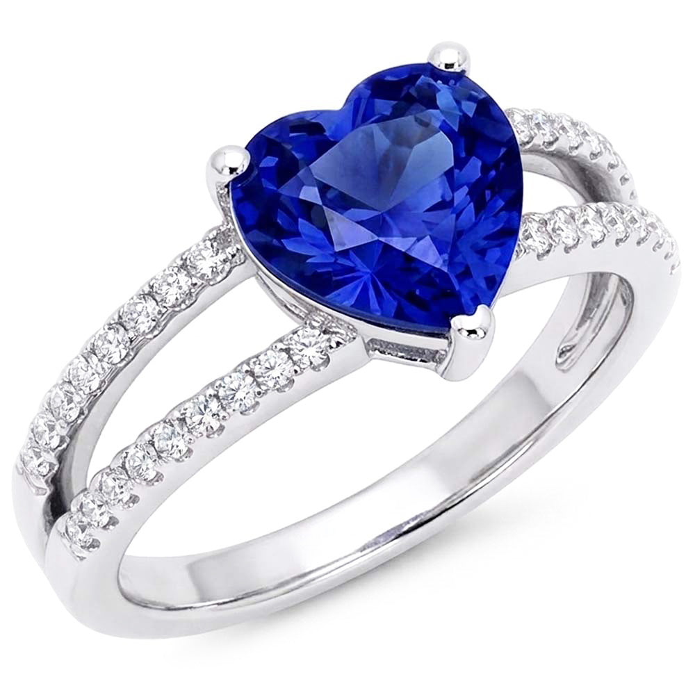 Herz Edelstein Hellblauer Saphir Ring Doppelschaft Natürlicher Diamant ( nicht im Labor gezüchtet )en 4 Karat