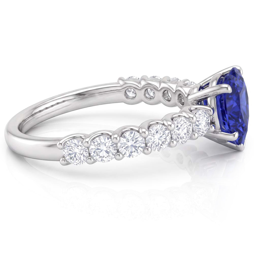 Herz Edelstein Ring Hellblauer Saphir & Pave Set Natürlicher Diamant ( nicht im Labor gezüchtet ) 3 Karat