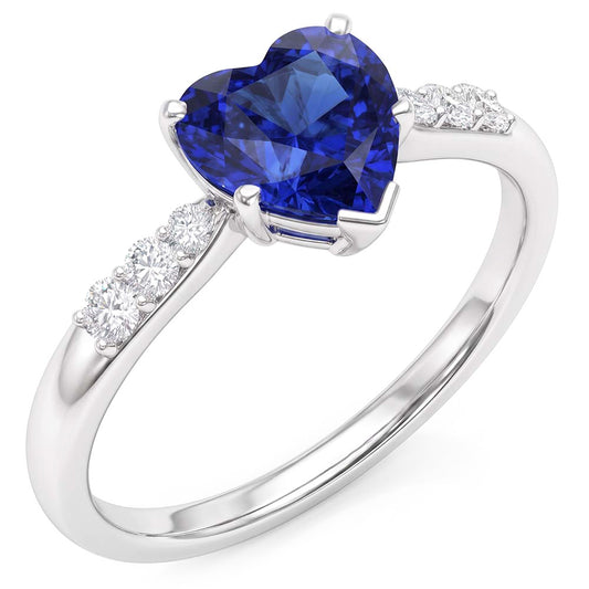 Herz Edelstein blauer Saphir Natürlicher Diamant ( nicht im Labor gezüchtet ) Ring 2 Karat Gold 14K Schmuck