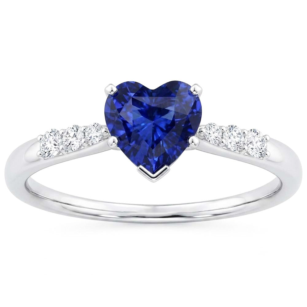 Herz Edelstein blauer Saphir Natürlicher Diamant ( nicht im Labor gezüchtet ) Ring 2 Karat Gold 14K Schmuck
